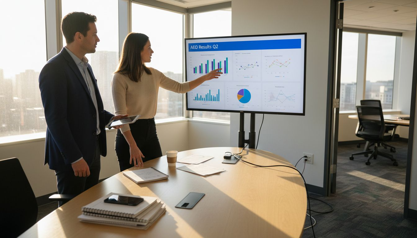 Team analyzing e-commerce AEO data in office