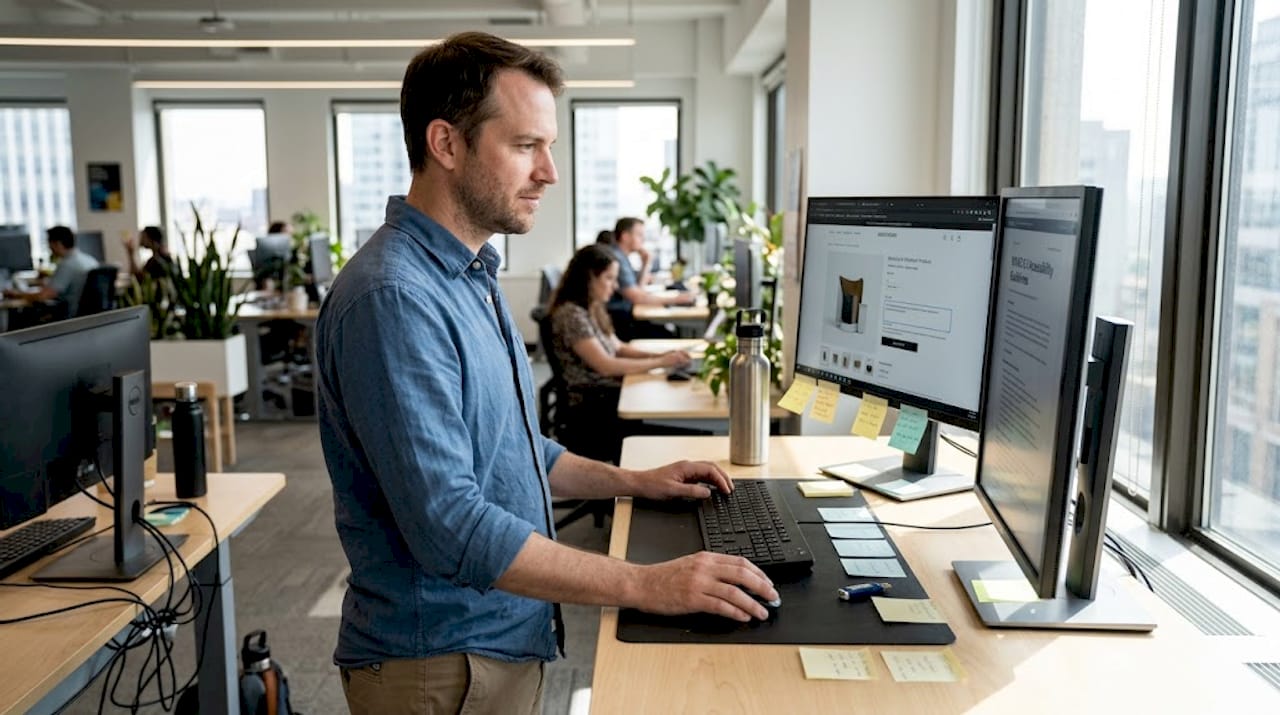 Web developer checking accessibility guidelines