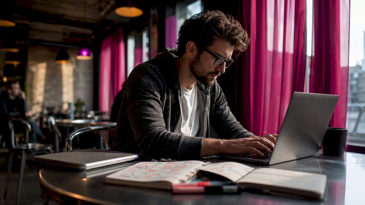 Man performing ecommerce technical SEO audit on dual monitors